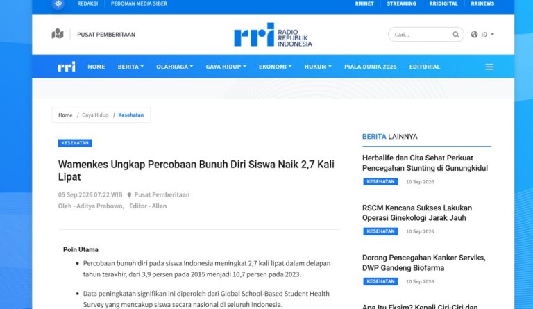 Kemenkes Ajak Semua Pihak Lebih Peka pada Kesehatan Jiwa Pelajar Usia 11-17 Tahun